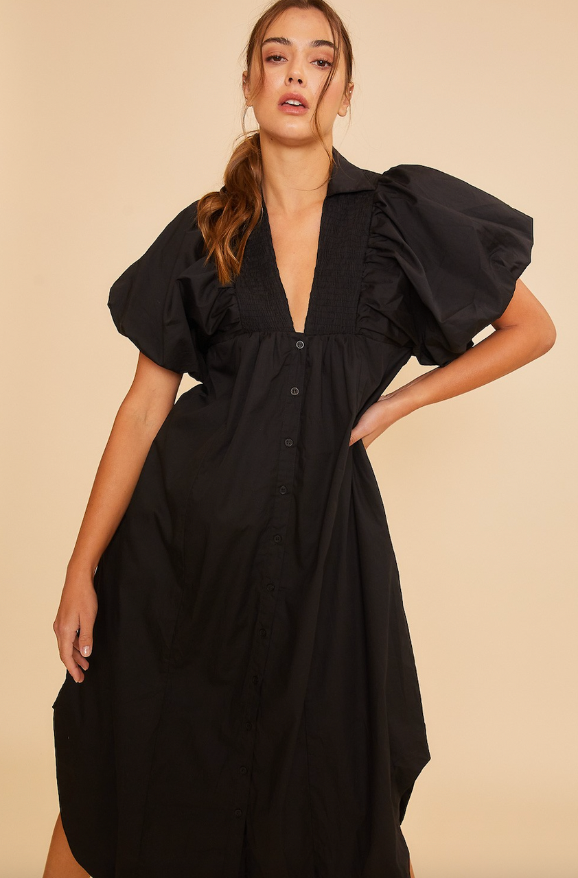 black smock dress